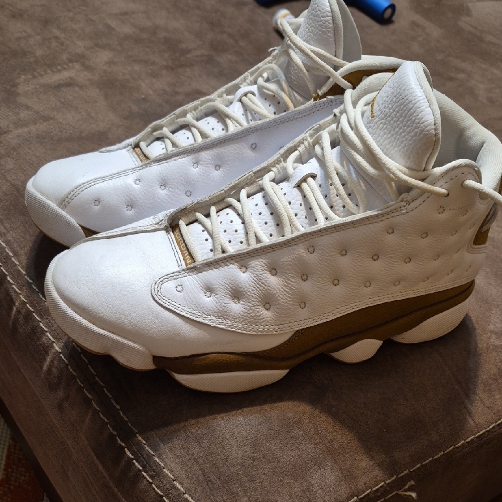 Nike Men's White and Gold High-Top Sneakers